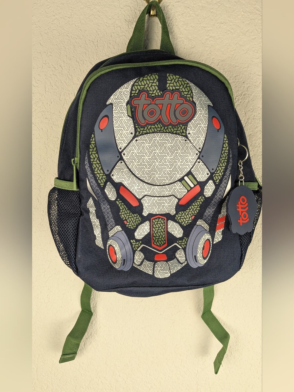 Totto Mithos School Backpack Robot Argon Graphic Blue Green 13" Excellent Cond